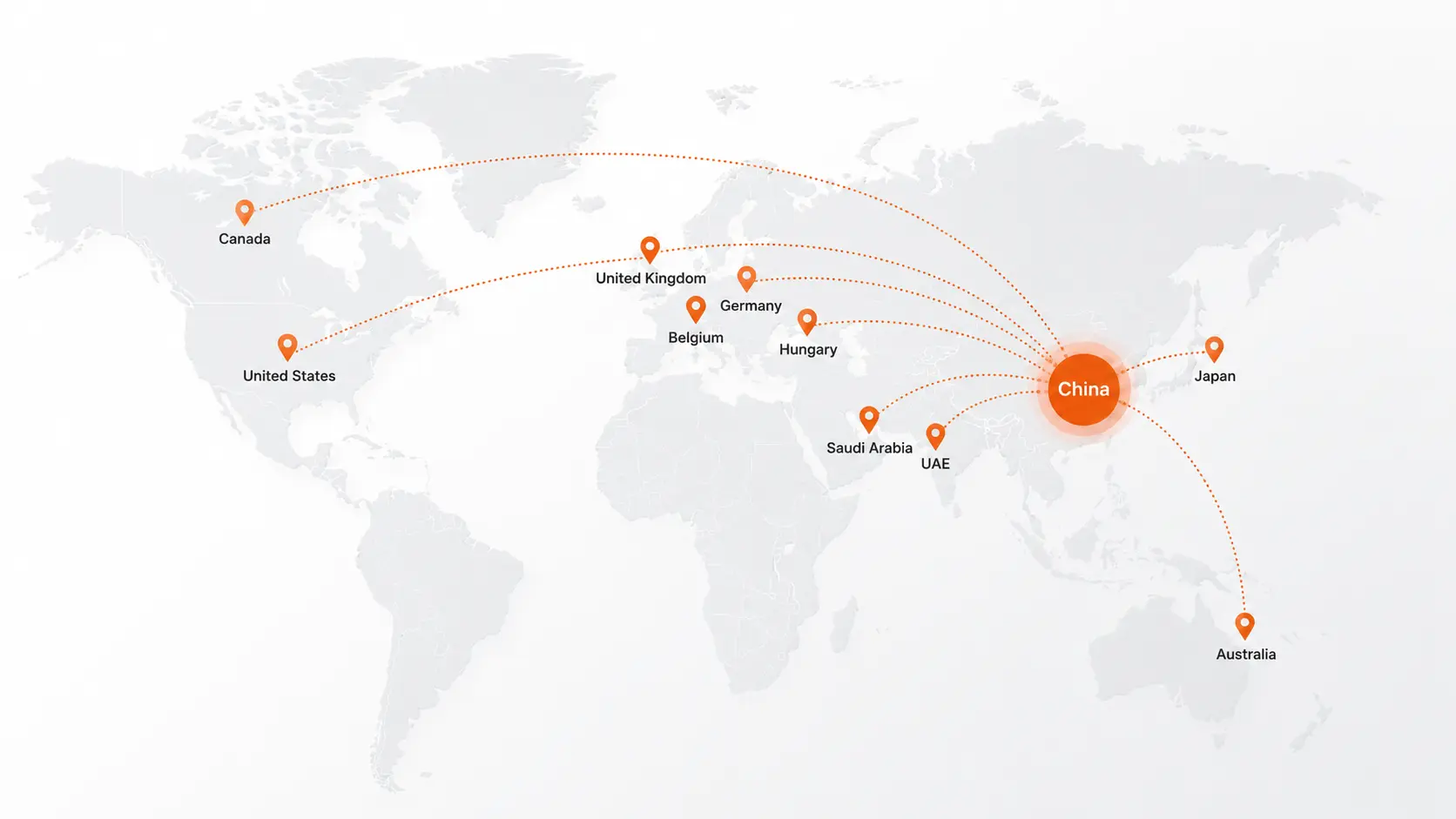 HAPPIE GROUP service network connecting China with Europe, North America, Asia-Pacific and the Middle East